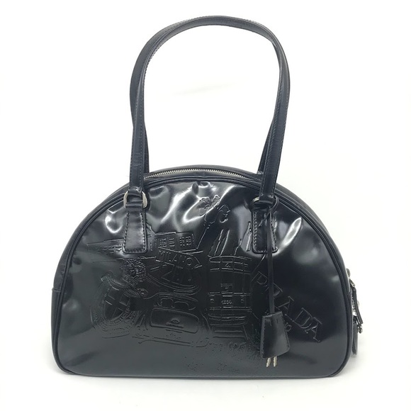 Prada Handbags - Prada BLACK Shoulder Bag SPAZZOLATO Logo